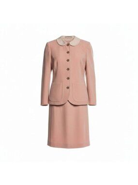Dior Mademoiselle Skirt Set Jacket Tight Round Collar S Pink
